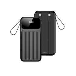 POWER BANK 10000MAH MAXLIFE MXPB-06 22.5W Z WBUDOWANYMI KABLAMI CZARNY