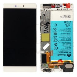 WYŚWIETLACZ LCD DO HUAWEI P8 GRA-L09 Z RAMKĄ I BATERIĄ BIAŁY 02350GRS ORYGINAŁ SERVICE PACK