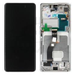 WYŚWIETLACZ LCD DO SAMSUNG G998 GALAXY S21 ULTRA SREBRNY Z RAMKĄ BEZ KAMERY GH82-26035B GH82-26036B GH82-26039B ORYGINAŁ SERVICE PACK