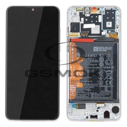 WYŚWIETLACZ LCD DO HUAWEI P30 LITE MAR-LX1A Z RAMKĄ I BATERIĄ WERSJA KAMERY 48MPIX BIAŁY 02352RQC ORYGINAŁ SERVICE PACK