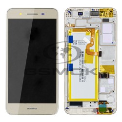 WYŚWIETLACZ LCD DO HUAWEI P8 LITE SMART TAG-L01 Z RAMKĄ I BATERIĄ ZŁOTY 02350PLD ORYGINAŁ SERVICE PACK