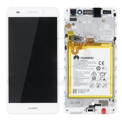 WYŚWIETLACZ LCD DO HUAWEI Y6 II CAM-L21 Z RAMKĄ I BATERIĄ BIAŁY 02350VRS ORYGINAŁ SERVICE PACK