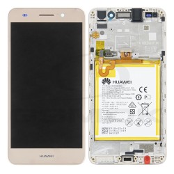 WYŚWIETLACZ LCD DO HUAWEI Y6 II CAM-L21 Z RAMKĄ I BATERIĄ ZŁOTY 02350VUK ORYGINAŁ SERVICE PACK