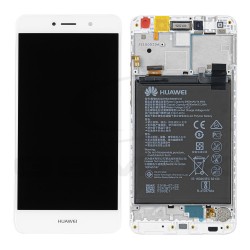 WYŚWIETLACZ LCD DO HUAWEI Y7 DUAL SIM TRT-L21 Z RAMKĄ I BATERIĄ SREBRNY 02351GJV ORYGINAŁ SERVICE PACK