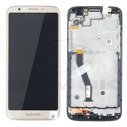 WYŚWIETLACZ LCD DO MOTOROLA MOTO E5 PLAY XT1920 Z RAMKĄ ZŁOTY 5D68C11037 ORYGINAŁ SERVICE PACK