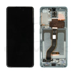 WYŚWIETLACZ LCD + PANEL DOTYKOWY KOMPLET SAMSUNG G985 G986 GALAXY S20 PLUS Z RAMKĄ BEZ KAMERY JASNY NIEBIESKI GH82-31445D GH82-31441D GH82-31442D ORYGINAŁ SERVICE PACK