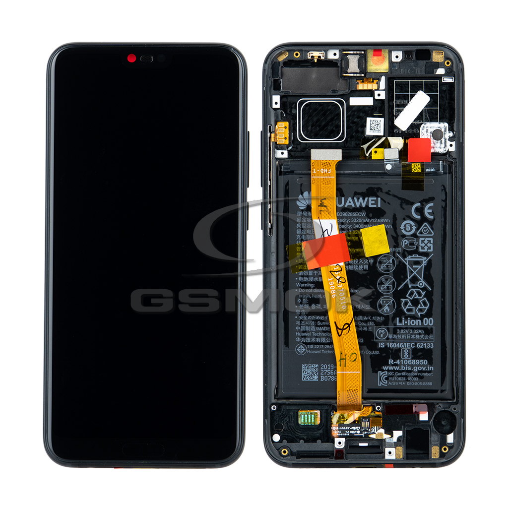 WYŚWIETLACZ LCD DO HUAWEI HONOR 10 Z RAMKĄ I BATERIĄ CZARNY 02351XBM ORYGINAŁ SERVICE PACK