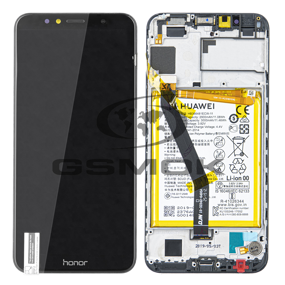 WYŚWIETLACZ LCD DO HUAWEI HONOR 7A Z RAMKĄ I BATERIĄ CZARNY 02351WDU ORYGINAŁ SERVICE PACK