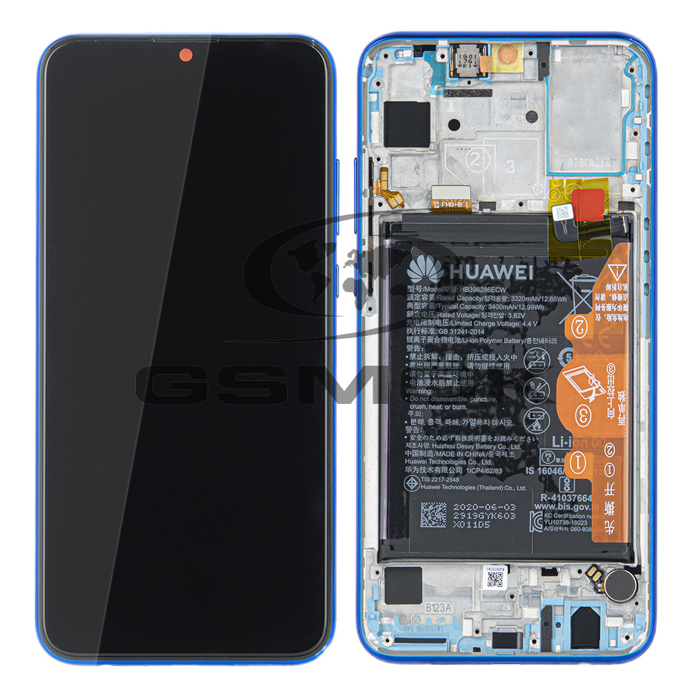 WYŚWIETLACZ LCD DO HUAWEI HONOR 20 LITE Z RAMKĄ I BATERIĄ NIEBIESKI 02352QMV ORYGINAŁ SERVICE PACK