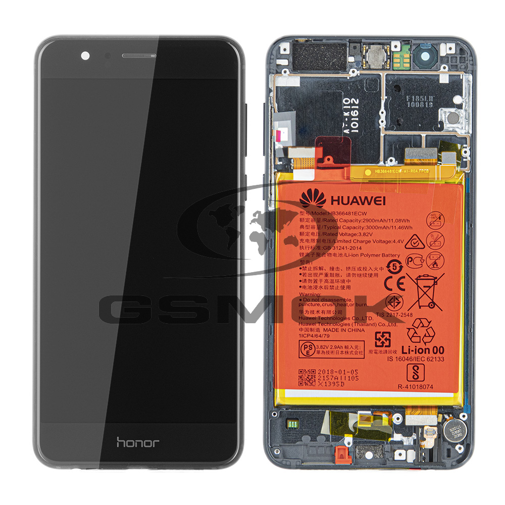 WYŚWIETLACZ LCD DO HUAWEI HONOR 8 Z RAMKĄ I BATERIĄ CZARNY 02350VAS ORYGINAŁ SERVICE PACK