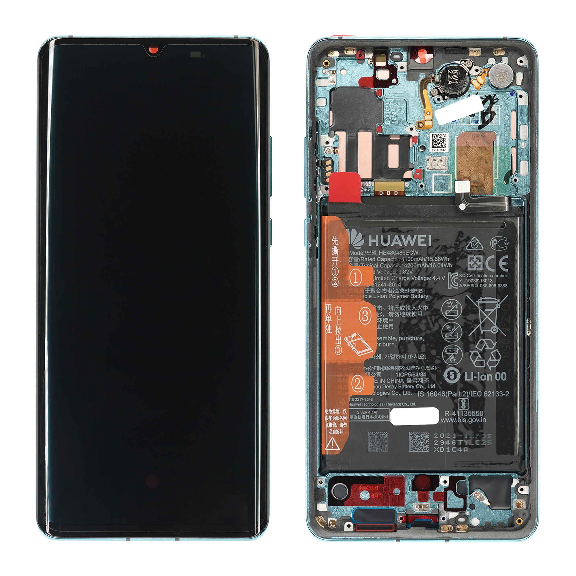 WYŚWIETLACZ LCD DO HUAWEI P30 PRO Z RAMKĄ I BATERIĄ MYSTIC BLUE 02353DGJ ORYGINAŁ SERVICE PACK