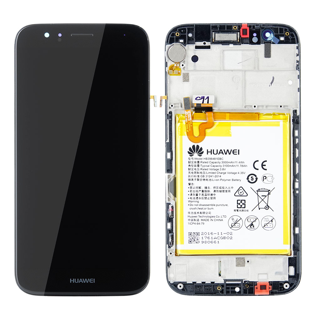 WYŚWIETLACZ LCD DO HUAWEI G8 Z RAMKĄ I BATERIĄ SZARY 02350KKK ORYGINAŁ SERVICE PACK