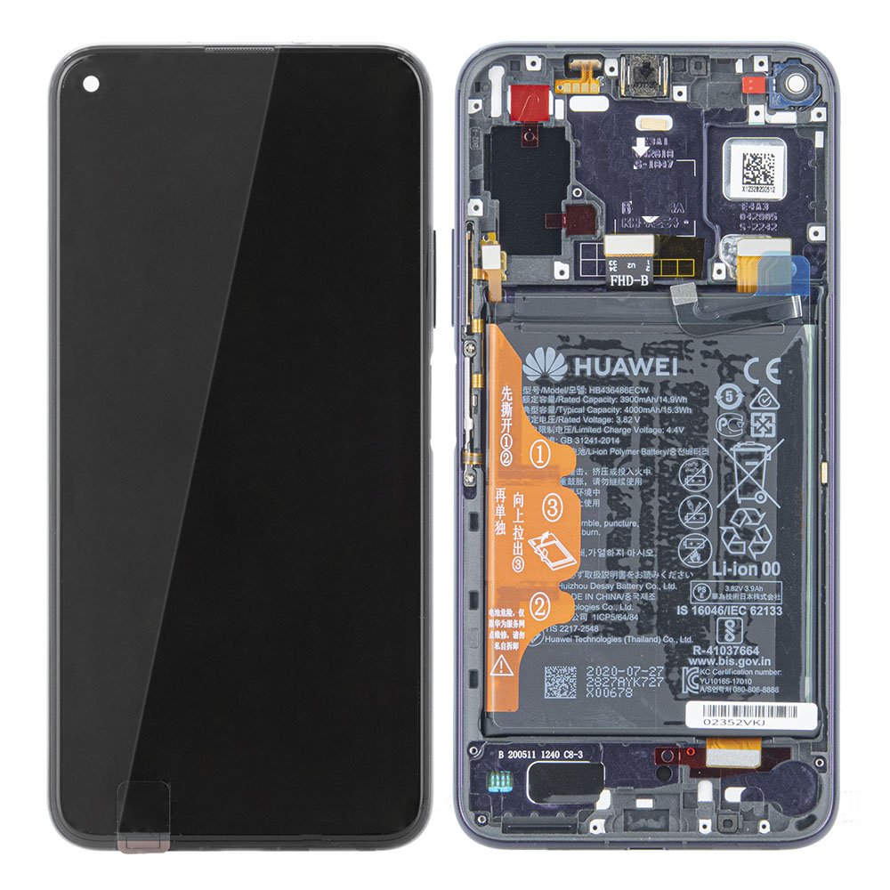 WYŚWIETLACZ LCD DO HUAWEI HONOR 20 PRO Z RAMKĄ I BATERIĄ FIOLETOWY 02352VKJ ORYGINAŁ SERVICE PACK