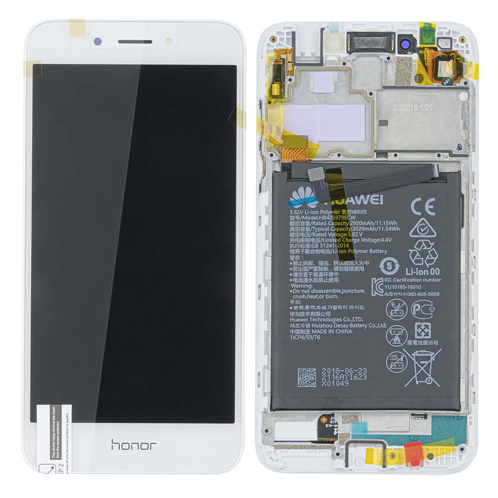 WYŚWIETLACZ LCD DO HUAWEI HONOR 6A Z RAMKĄ I BATERIĄ ZŁOTY 02351KTV ORYGINAŁ SERVICE PACK