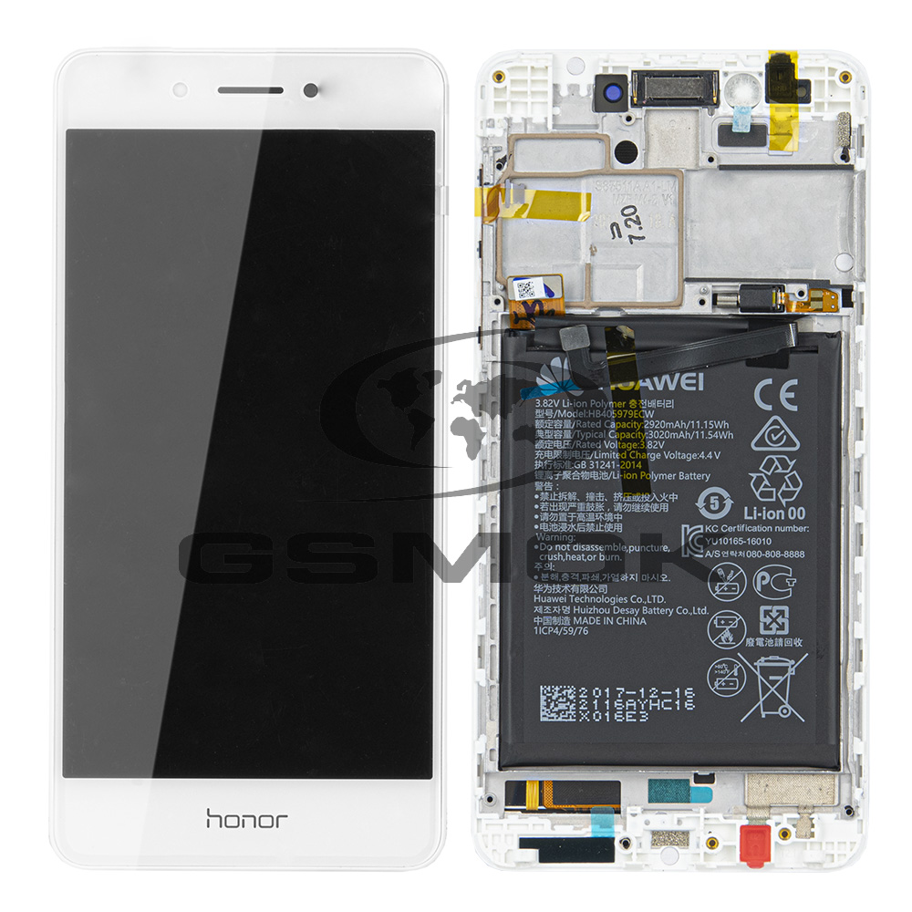 WYŚWIETLACZ LCD DO HUAWEI HONOR 6C Z RAMKĄ I BATERIĄ BIAŁY 02351FUU 02351BKB  ORYGINAŁ SERVICE PACK