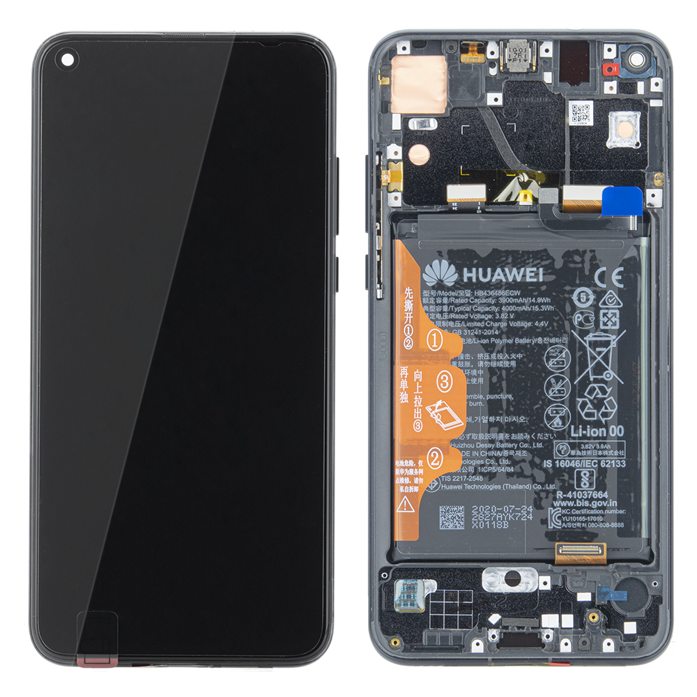 WYŚWIETLACZ LCD DO HUAWEI HONOR VIEW 20 Z RAMKĄ I BATERIĄ CZARNY 02352JKP ORYGINAŁ SERVICE PACK