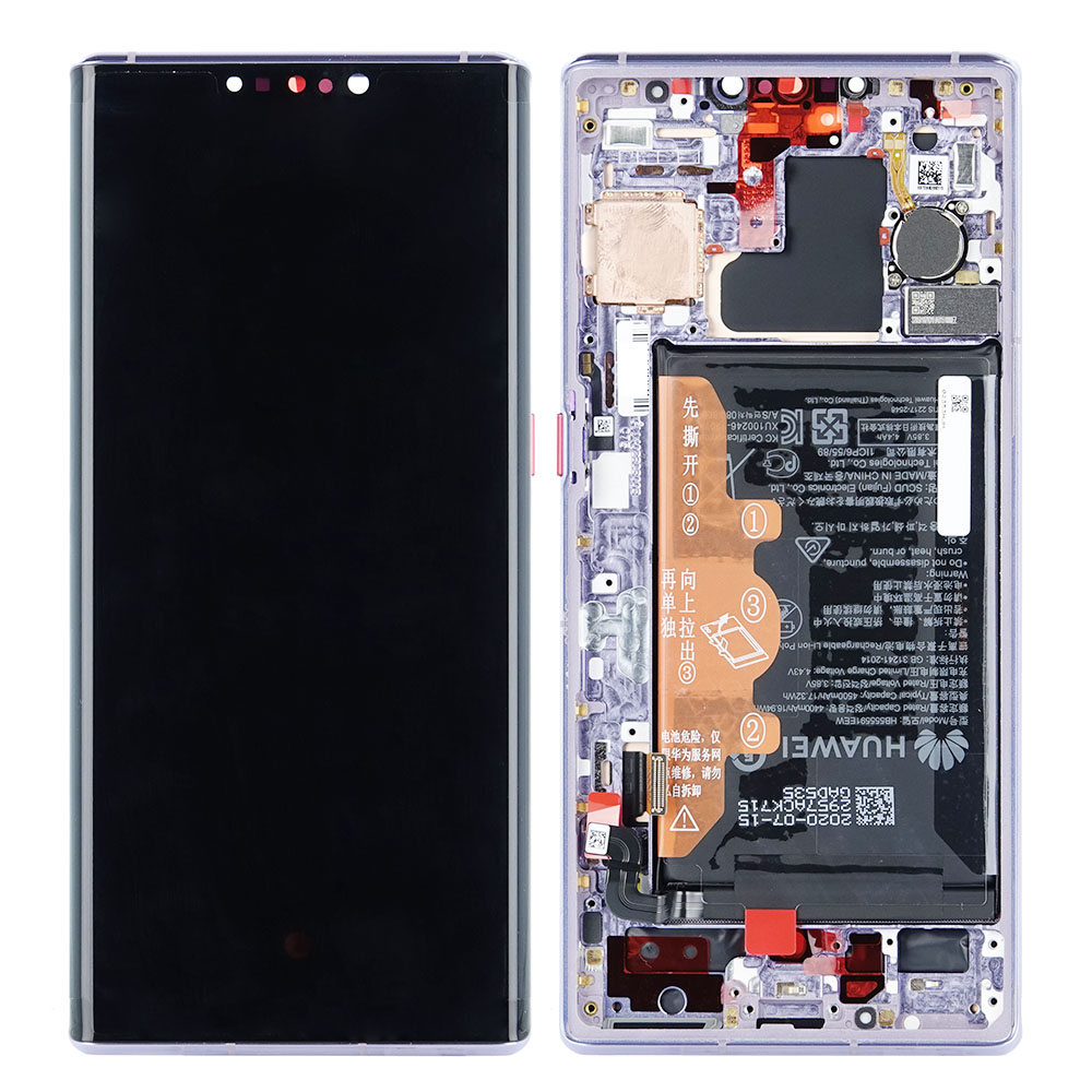 WYŚWIETLACZ LCD DO HUAWEI MATE 30 PRO Z RAMKĄ I BATERIĄ SREBRNY 02353EQX 02353HJH ORYGINAŁ SERVICE PACK