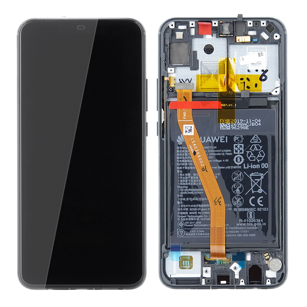 WYŚWIETLACZ LCD DO HUAWEI P SMART PLUS Z RAMKĄ I BATERIĄ CZARNY 02352BUE ORYGINAŁ SERVICE PACK