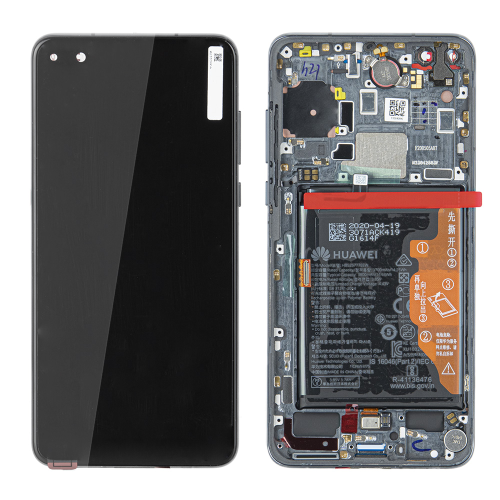 WYŚWIETLACZ LCD DO HUAWEI P40 Z RAMKĄ I BATERIĄ CZARNY 02353MFA ORYGINAŁ SERVICE PACK