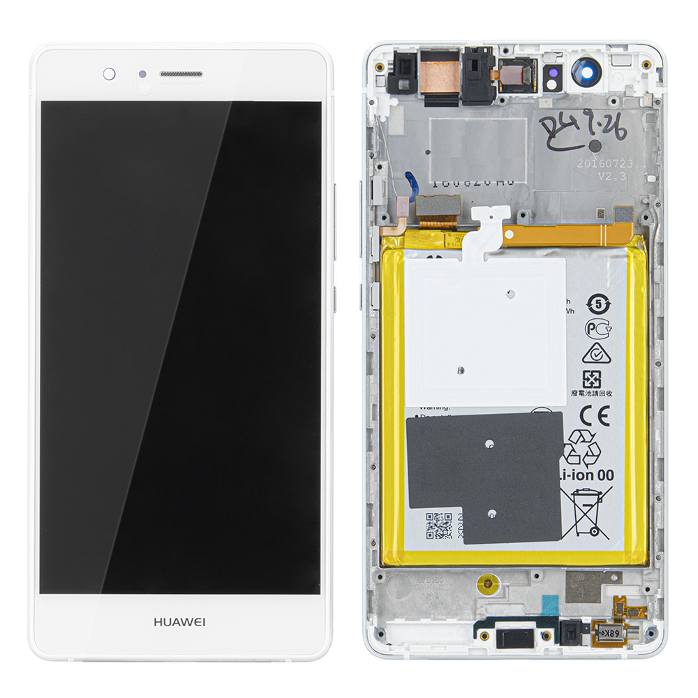 WYŚWIETLACZ LCD DO HUAWEI P9 LITE VNS-L31 Z RAMKĄ I BATERIĄ BIAŁY 02350SLF 02350TQV ORYGINAŁ SERVICE PACK