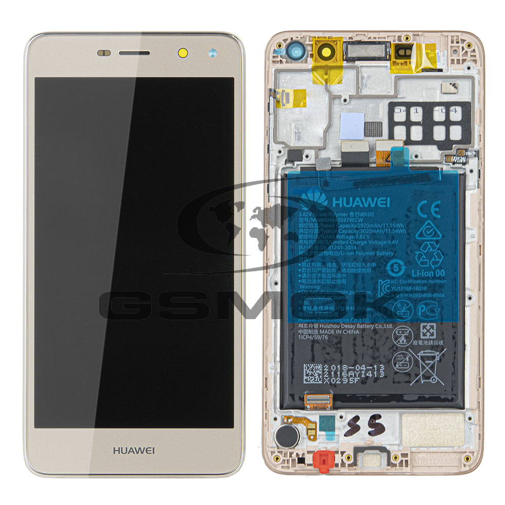 WYŚWIETLACZ LCD DO HUAWEI Y5 2017 MAYA-L22 Z RAMKĄ I BATERIĄ ZŁOTY 02351DMF ORYGINAŁ SERVICE PACK