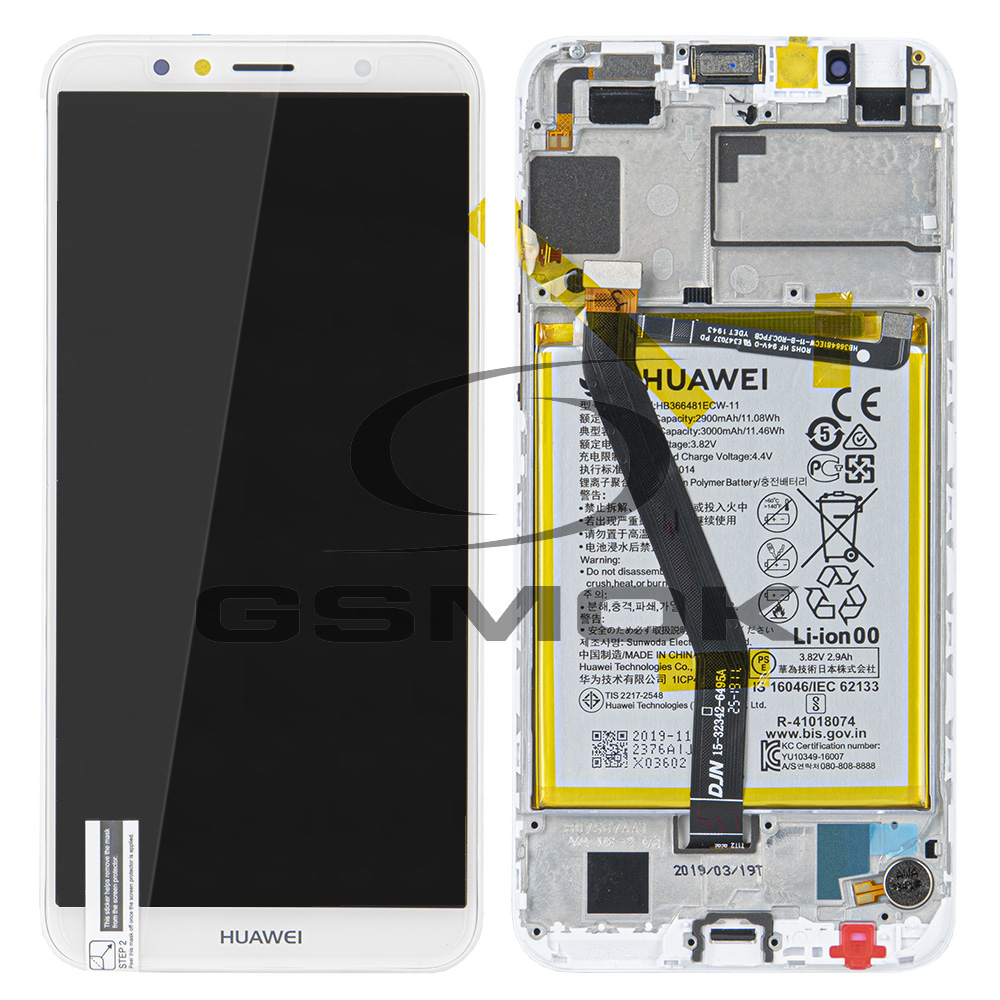 WYŚWIETLACZ LCD DO HUAWEI Y6 2018 Z RAMKĄ I BATERIĄ BIAŁY 02351WLK ORYGINAŁ SERVICE PACK