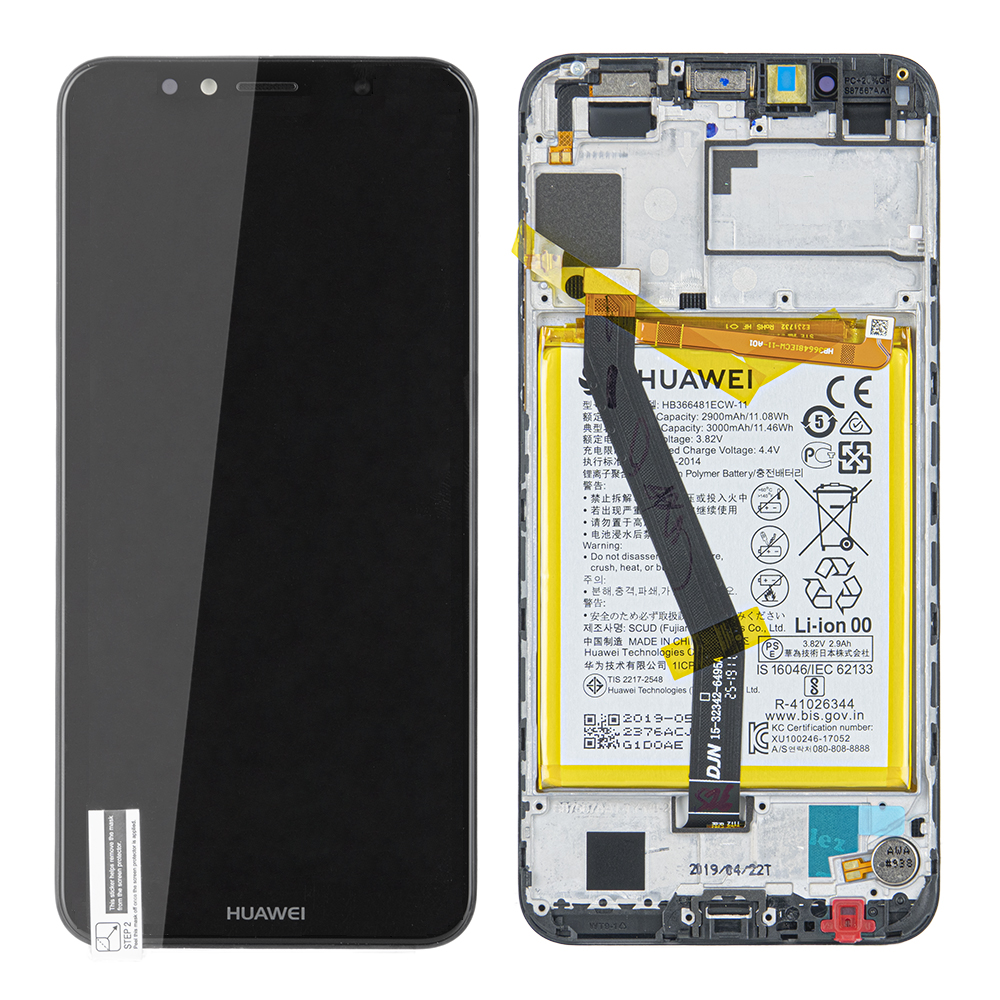 WYŚWIETLACZ LCD DO HUAWEI Y6 2018 Z RAMKĄ I BATERIĄ CZARNY 02351WLJ ORYGINAŁ SERVICE PACK