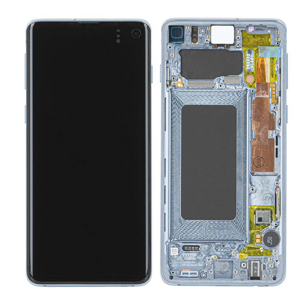 WYŚWIETLACZ LCD DO SAMSUNG G973 GALAXY S10 NIEBIESKI Z RAMKĄ GH82-18850C GH82-18835C GH82-18860C ORYGINAŁ SERVICE PACK