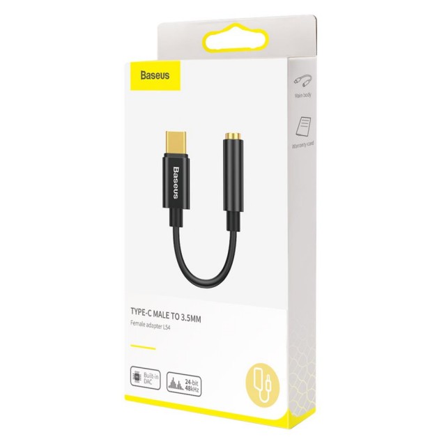 Zdjęcie 3 - ADAPTER AUDIO USB-C DO MINIJACK 3.5MM BASEUS L54 CATL54-01 CZARNY Zdjęcie 3 - ADAPTER AUDIO USB-C DO MINIJACK 3.5MM BASEUS L54 CATL54-01 CZARNY