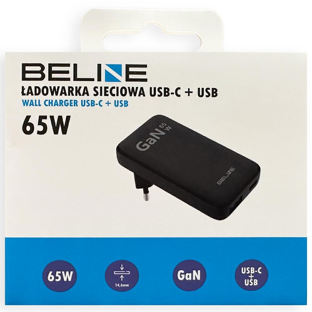 Zdjęcie 5 - ŁADOWARKA SIECIOWA BELINE USB USB-C 65W PD 3.0 QC 3.0 CZARNA Zdjęcie 5 - ŁADOWARKA SIECIOWA BELINE USB USB-C 65W PD 3.0 QC 3.0 CZARNA