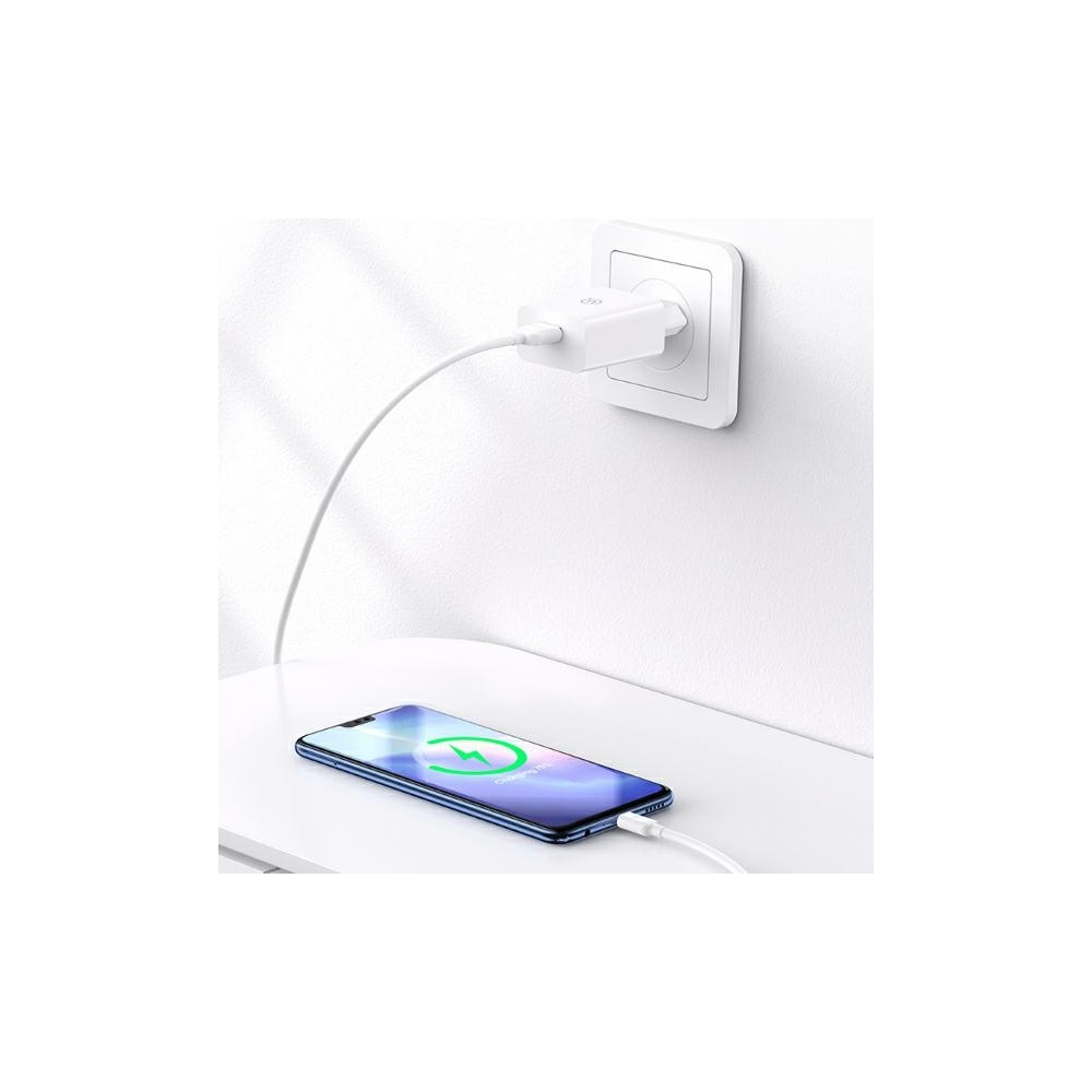 Zdjęcie 3 - ŁADOWARKA SIECIOWA USAMS SC SERIES USB + KABEL USB-C 18W FAST CHARGING 1M BIAŁY Zdjęcie 3 - ŁADOWARKA SIECIOWA USAMS SC SERIES USB + KABEL USB-C 18W FAST CHARGING 1M BIAŁY