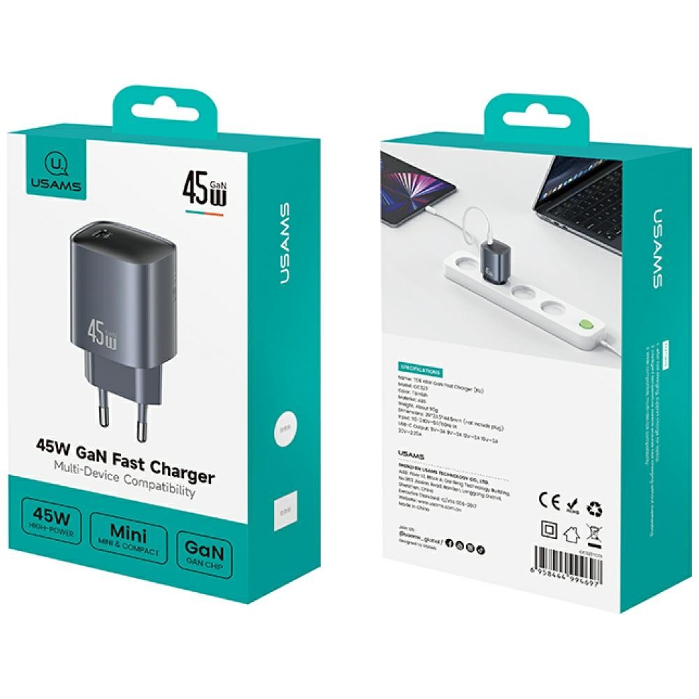 Zdjęcie 5 - ŁADOWARKA SIECIOWA USAMS T66 45W GAN FAST CHARGER TARNISH Zdjęcie 5 - ŁADOWARKA SIECIOWA USAMS T66 45W GAN FAST CHARGER TARNISH